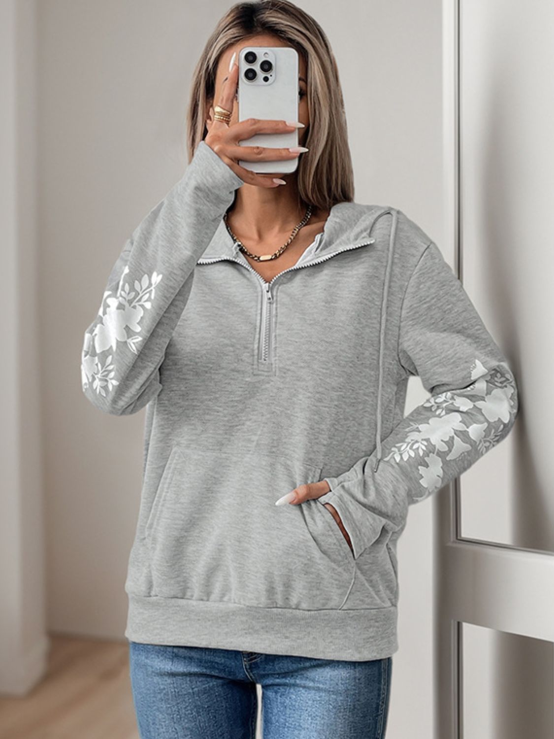 Half Zip Long Sleeve Hoodie