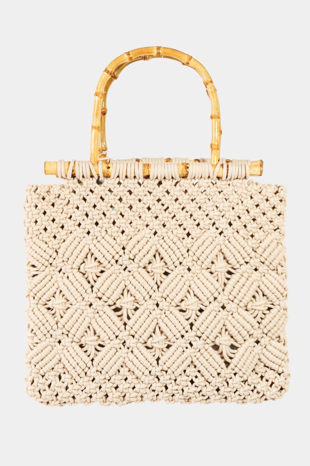 Wooden Handle Braided Handbag