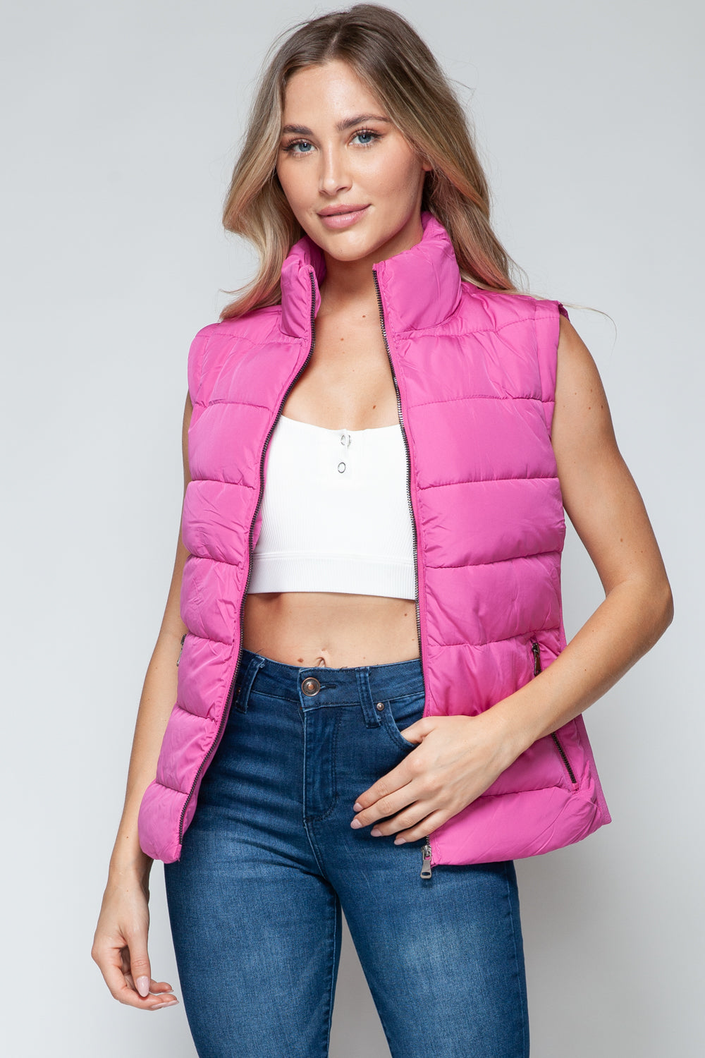 Zip Up Turtleneck Vest with Pockets