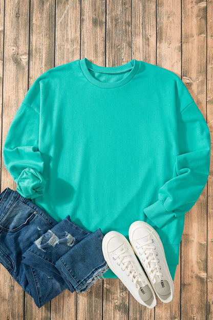 High-Low Round Neck Long Sleeve Sweatshirt