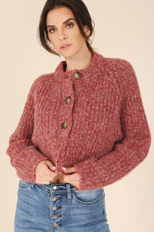 Melange multicolor crop sweater top