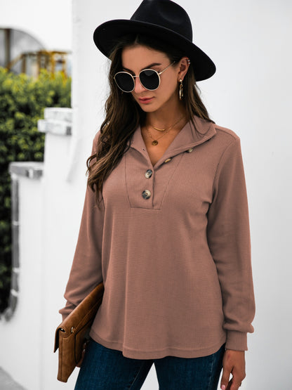 Half Button Long Sleeve T-Shirt