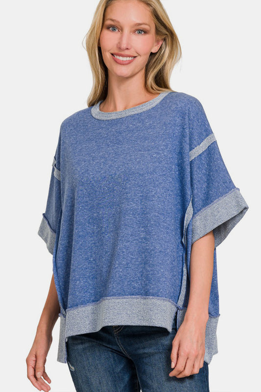 Contrast Trim Drop Shoulder T-Shirt