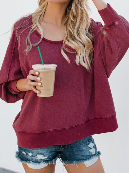 Backless Round Neck Long Sleeve Sweatshirt