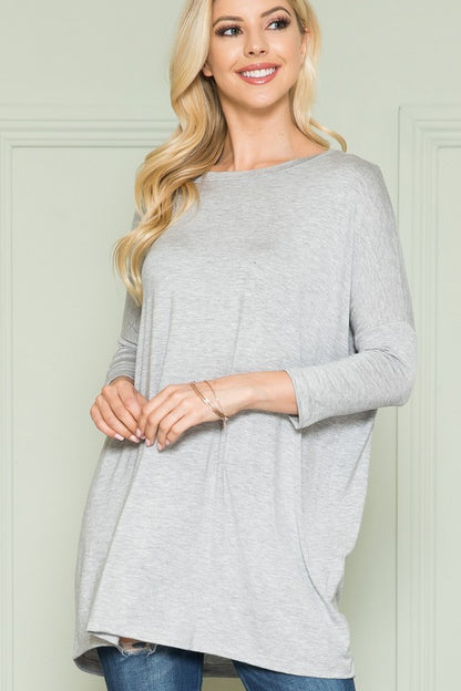 Solid Long Sleeve Tunic Top