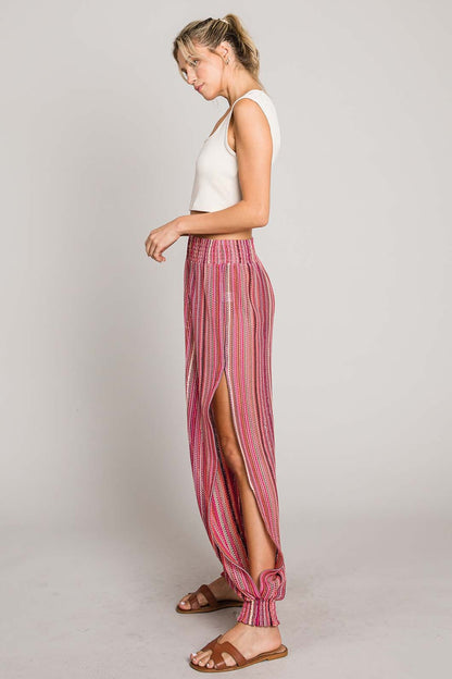 Striped Smocked Cover Up Pants