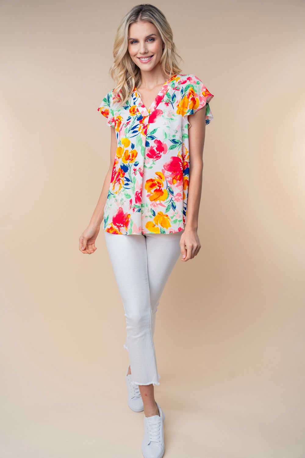 Short Sleeve Floral Woven Top