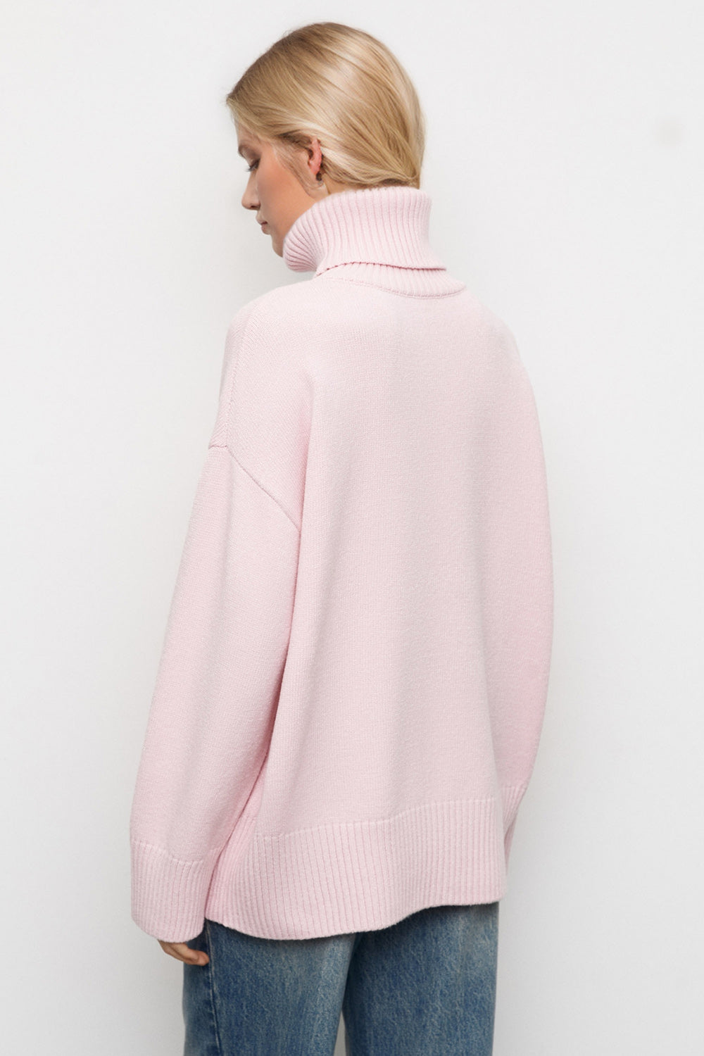 Turtleneck Dropped Shoulder Long Sleeve Sweater