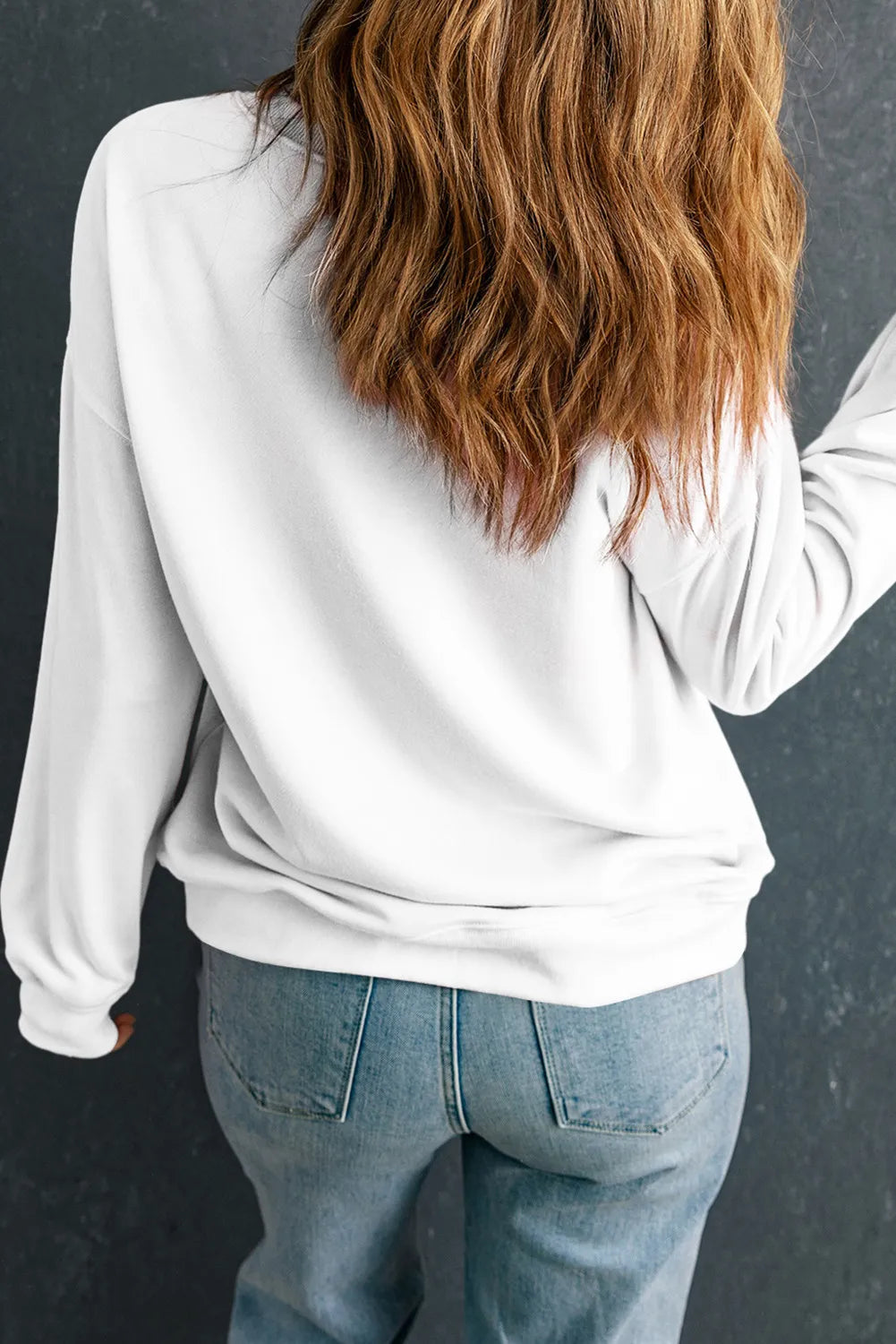 Letter Graphic Round Neck Long Sleeve Sweatshirt