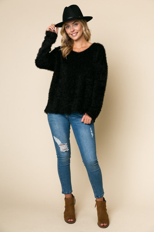 PLUS FUZZY CHUNKY SWEATER TOP