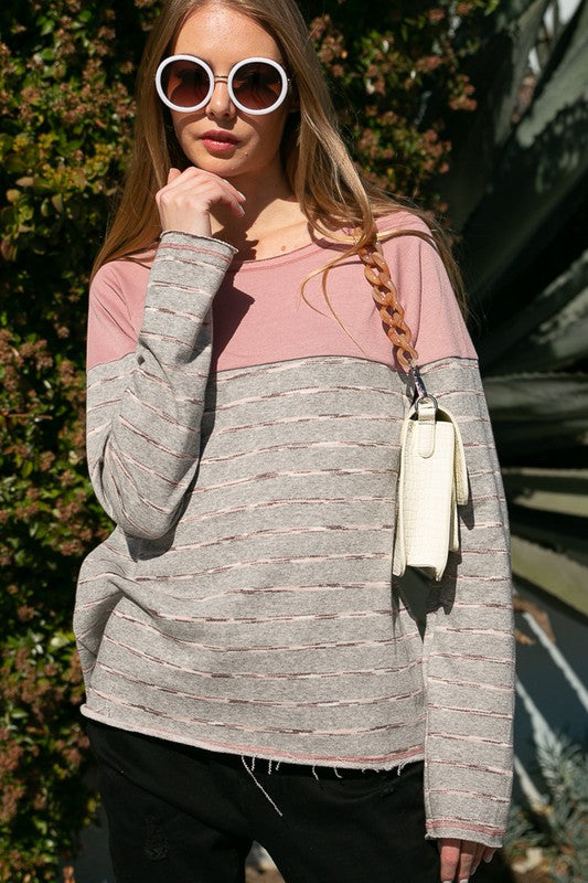 PLUS STRIPE SOLID MIXED SWEATSHIRTS