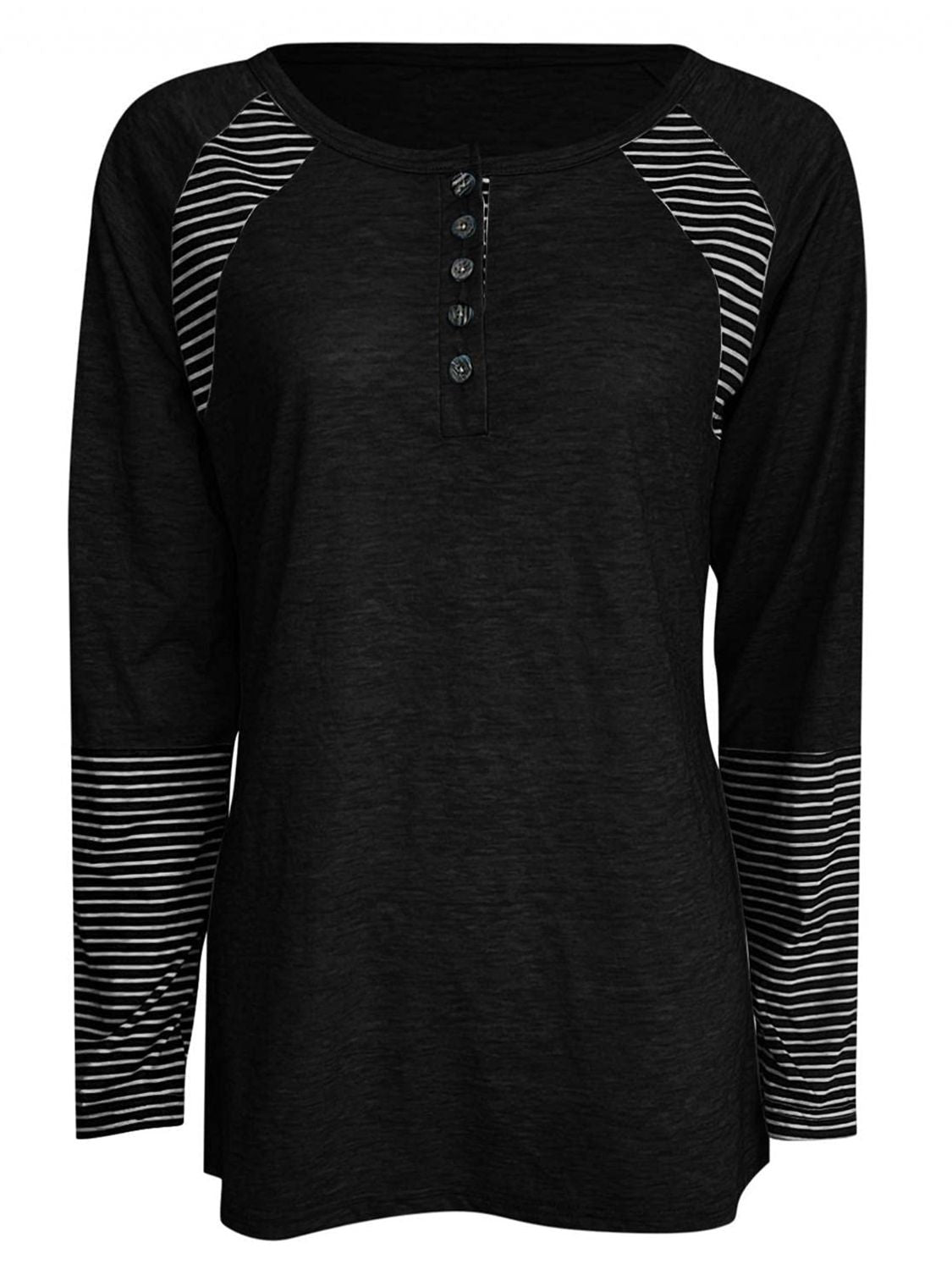 Striped Quarter Button Long Sleeve T-Shirt