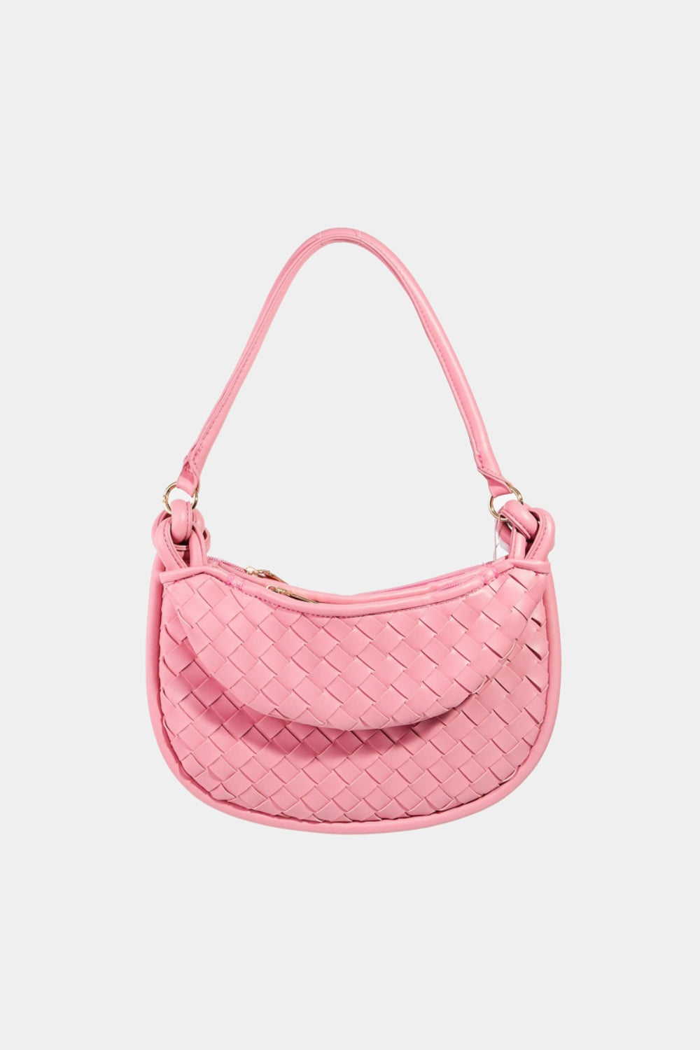 PU Leather Basket Weave Half Moon Bag