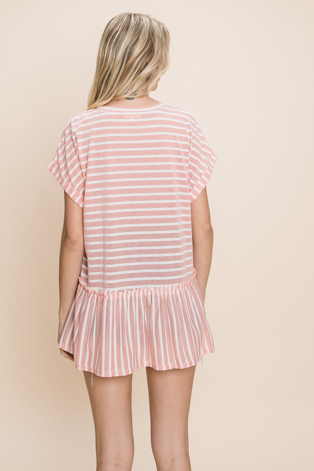 Striped Ruffled Short Sleeve Top