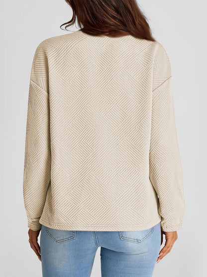 Texture Round Neck Long Sleeve Sweatshirt