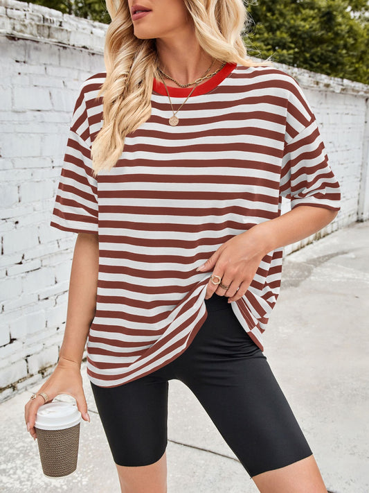 Striped Round Neck Half Sleeve T-Shirt