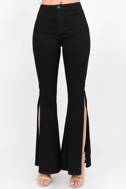 Side Slit Flare Jeans