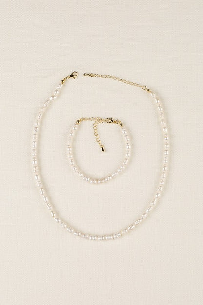 Small-sized natural pearl bracelet, necklace set