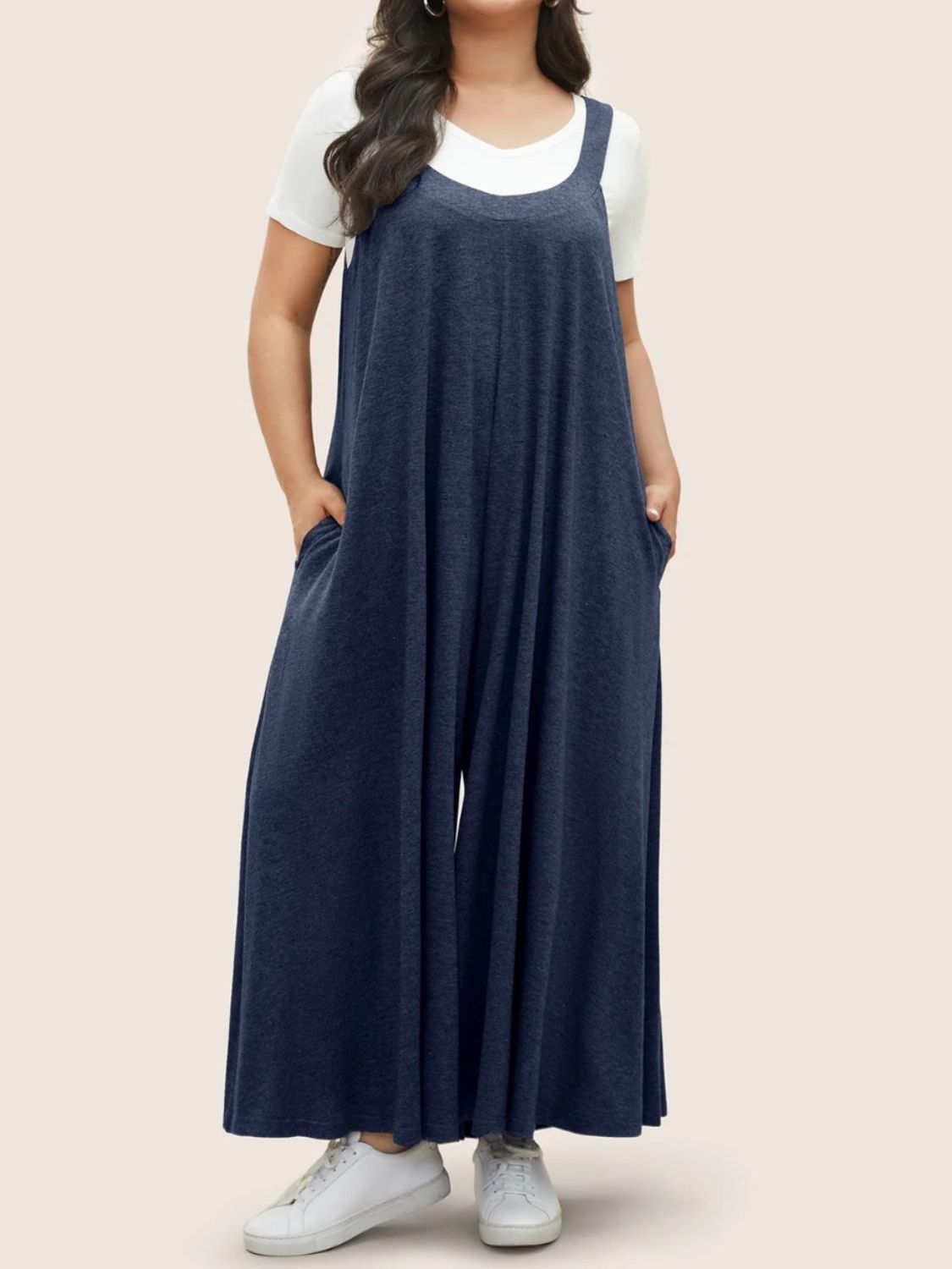 Pocketed Wide Leg Overalls