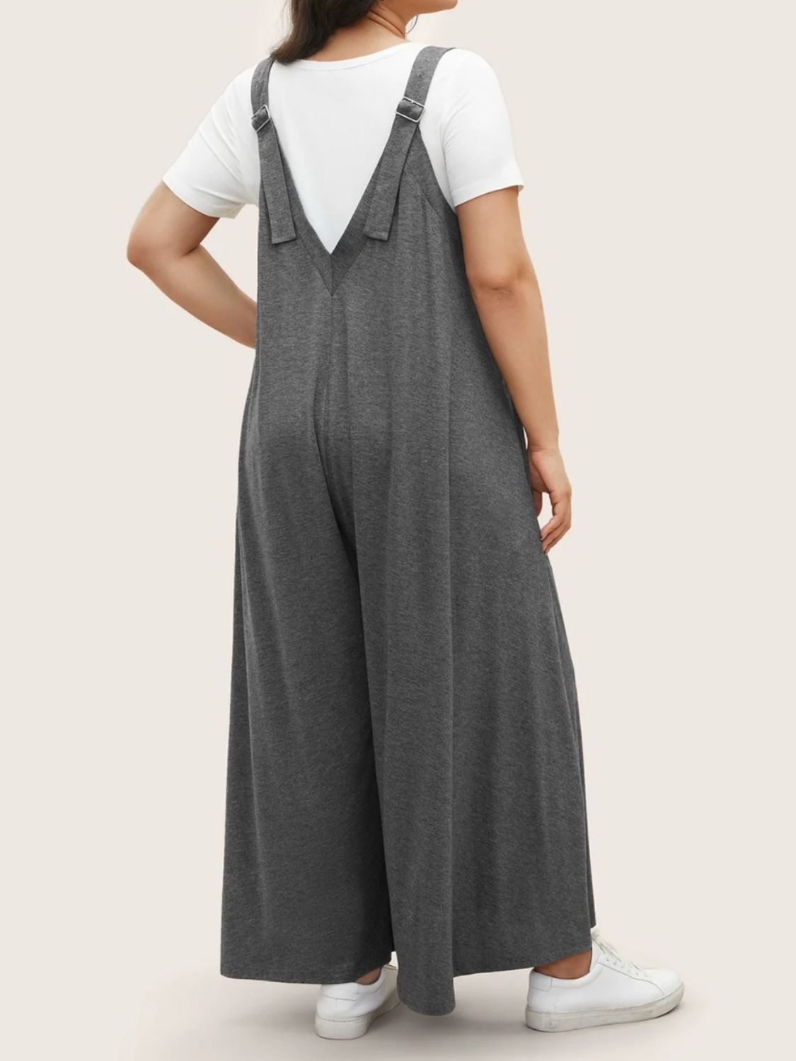 Pocketed Wide Leg Overalls