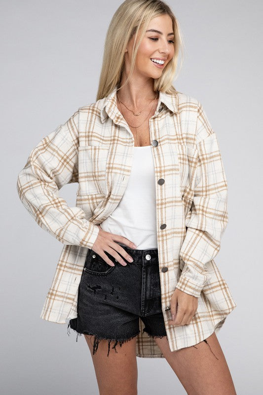 Beige Plaid Shacket