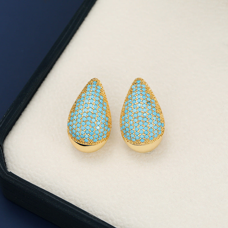 18K Gold-Plated Zircon Teardrop Earrings