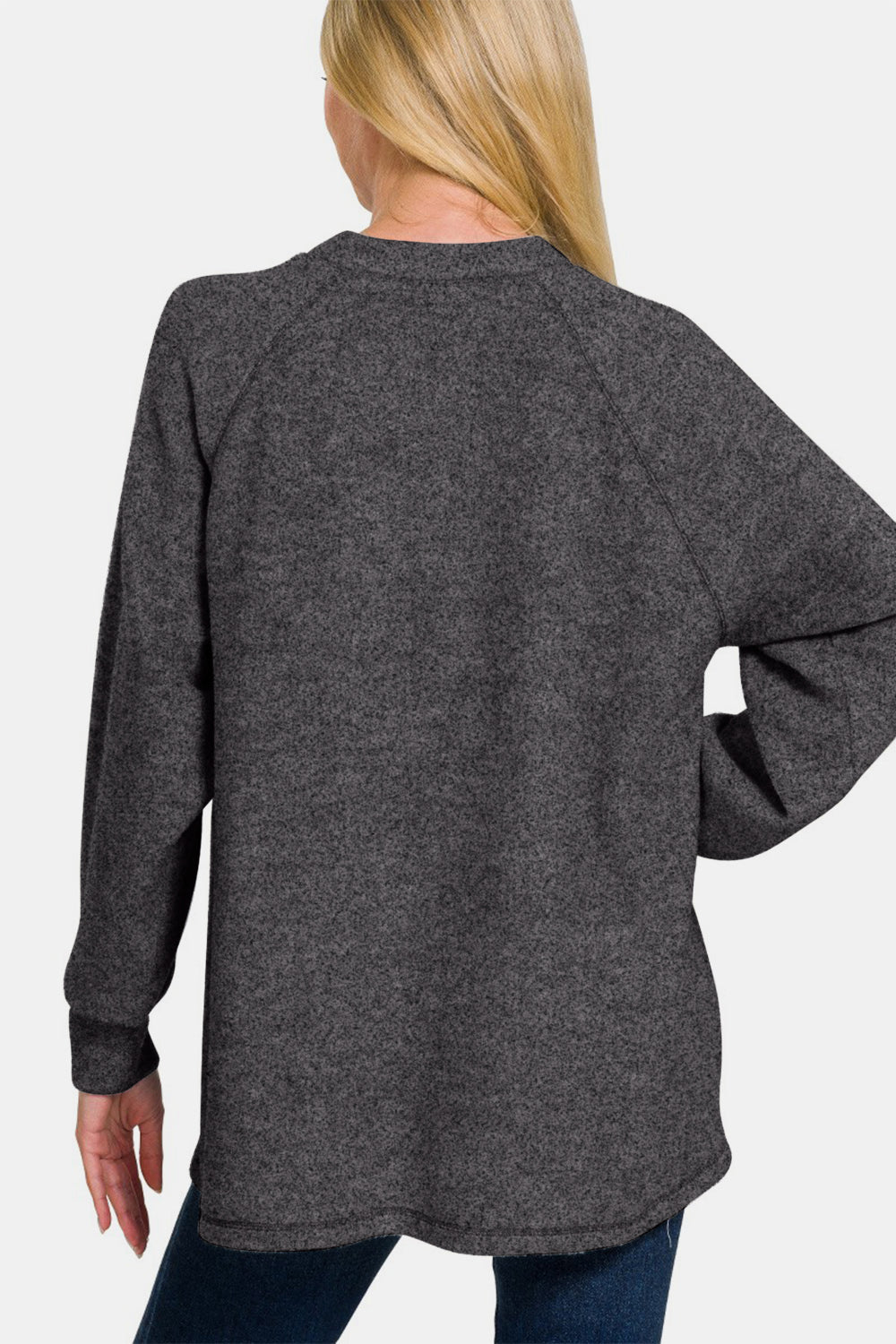 Brushed Melange Hacci High-Low Sweater