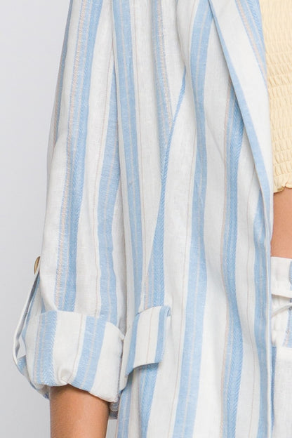 Linen Woven Striped Blazer