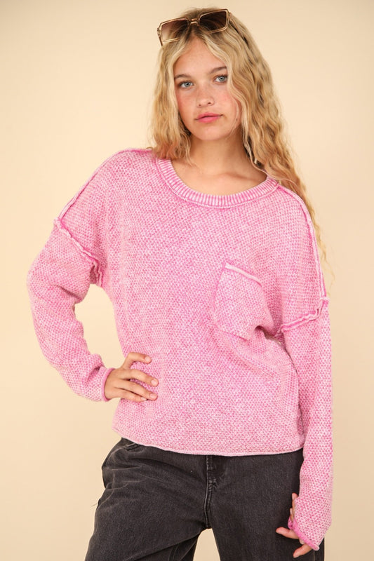 Mineral Washed Exposed Seam Sweater