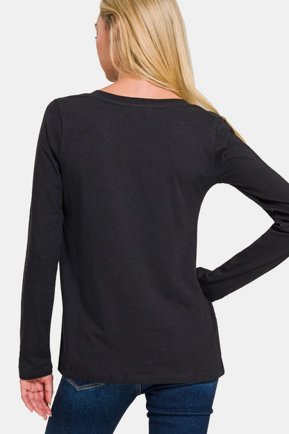 V-Neck Long Sleeve T-Shirt