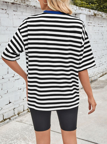Striped Round Neck Half Sleeve T-Shirt