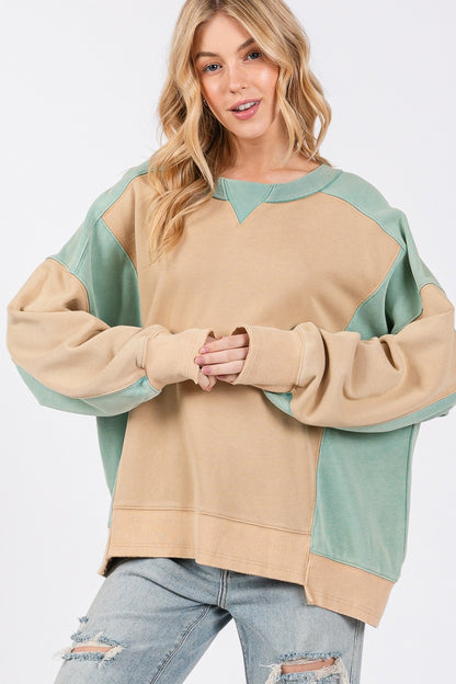 Color Block Round Neck Sweatshirt