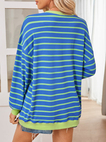 Striped Contrast Long Sleeve Sweatshirt