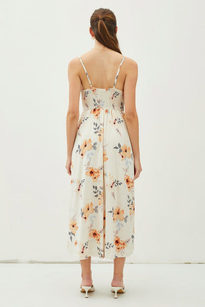 Floral Button Down Cami Midi Dress