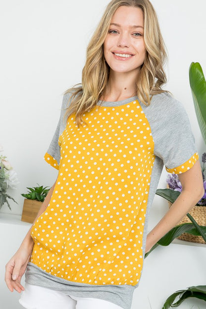 PLUS POLKA DOT MIX CASUAL TUNIC TOP