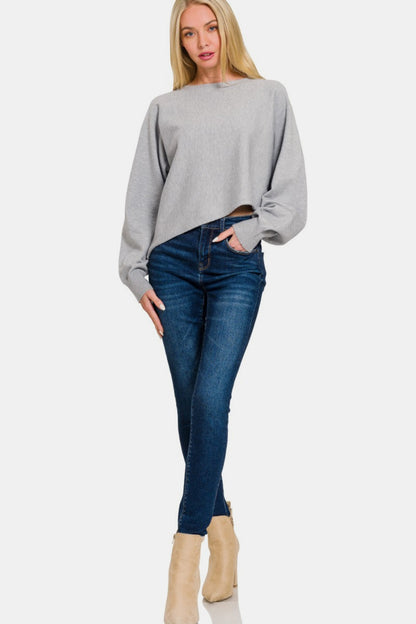 Asymmetric Hem Long Sleeve Sweater