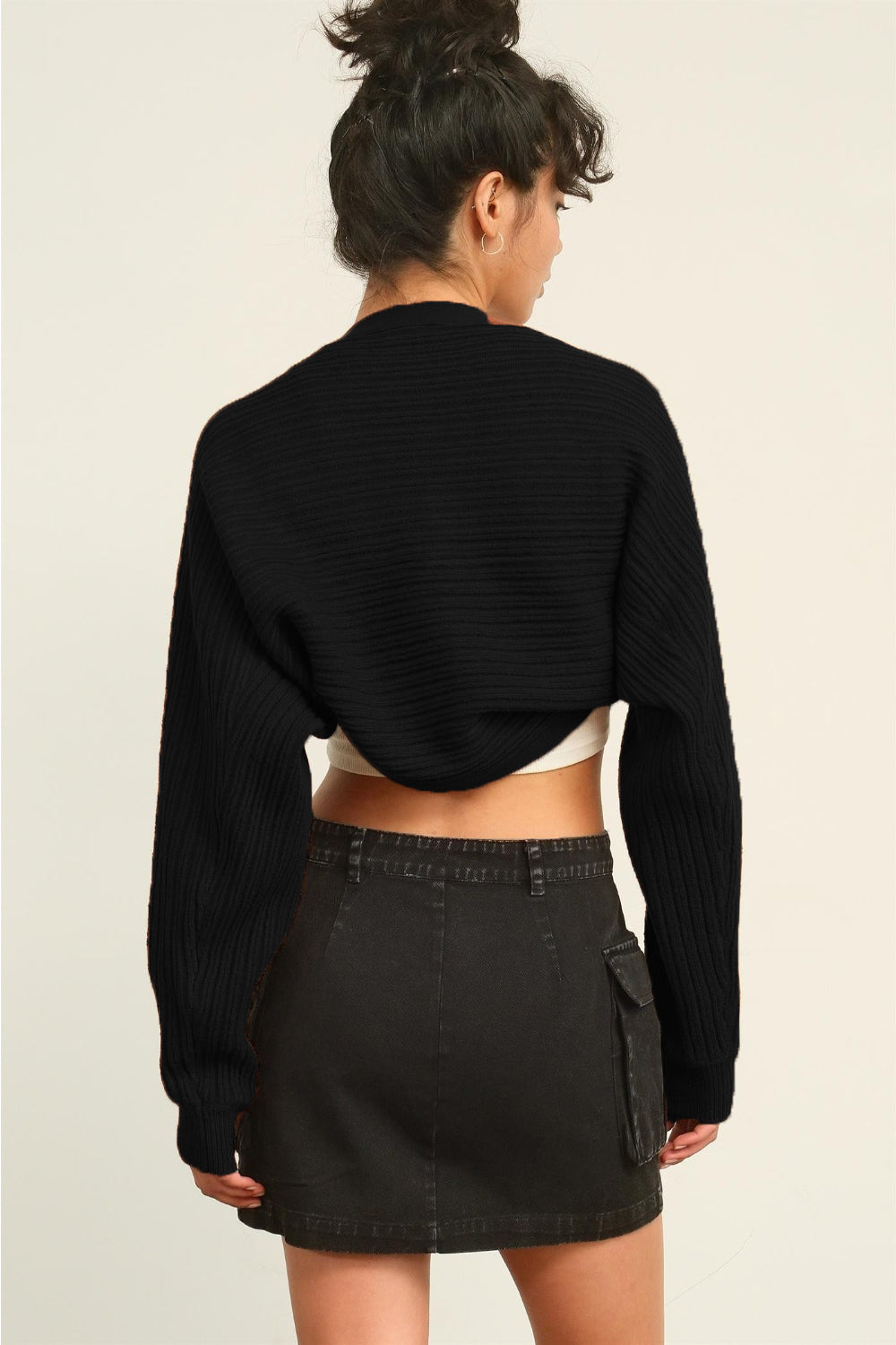 Ribbed Knit Bolero Cardigan