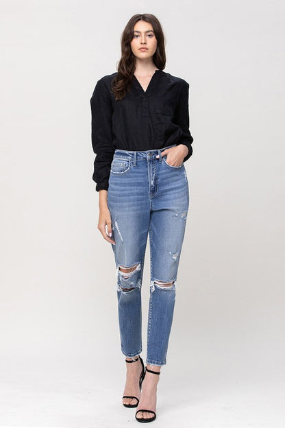 FLYING MONKEY SUPER HIGH RISE STRETCH MOM JEANS