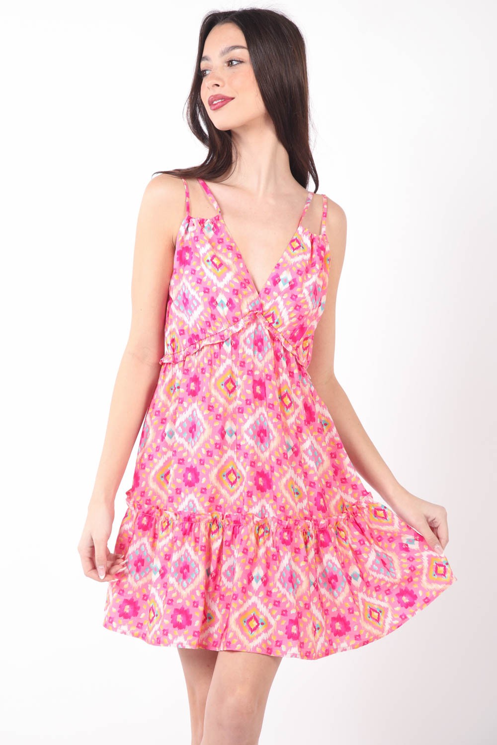 Floral Back Smocked Ruffled Mini Dress