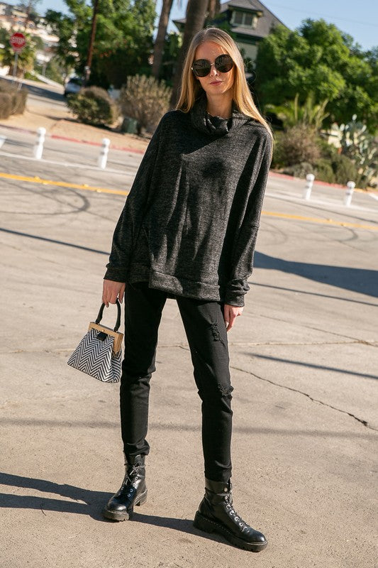 PLUS SOLID TURTLE NECK BOXY TOP