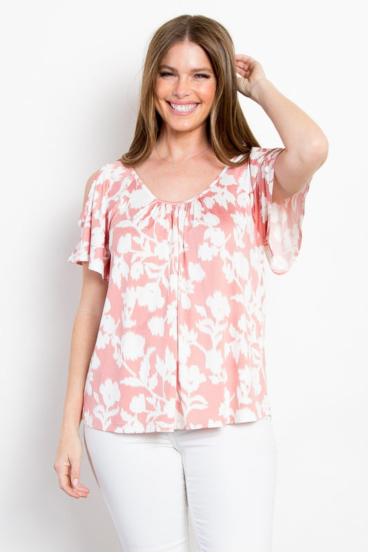 Foral Cold Shoulder Top