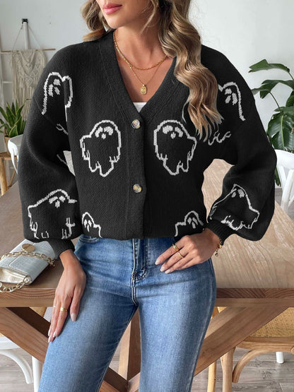 V-Neck Dropped Shoulder Cardigan