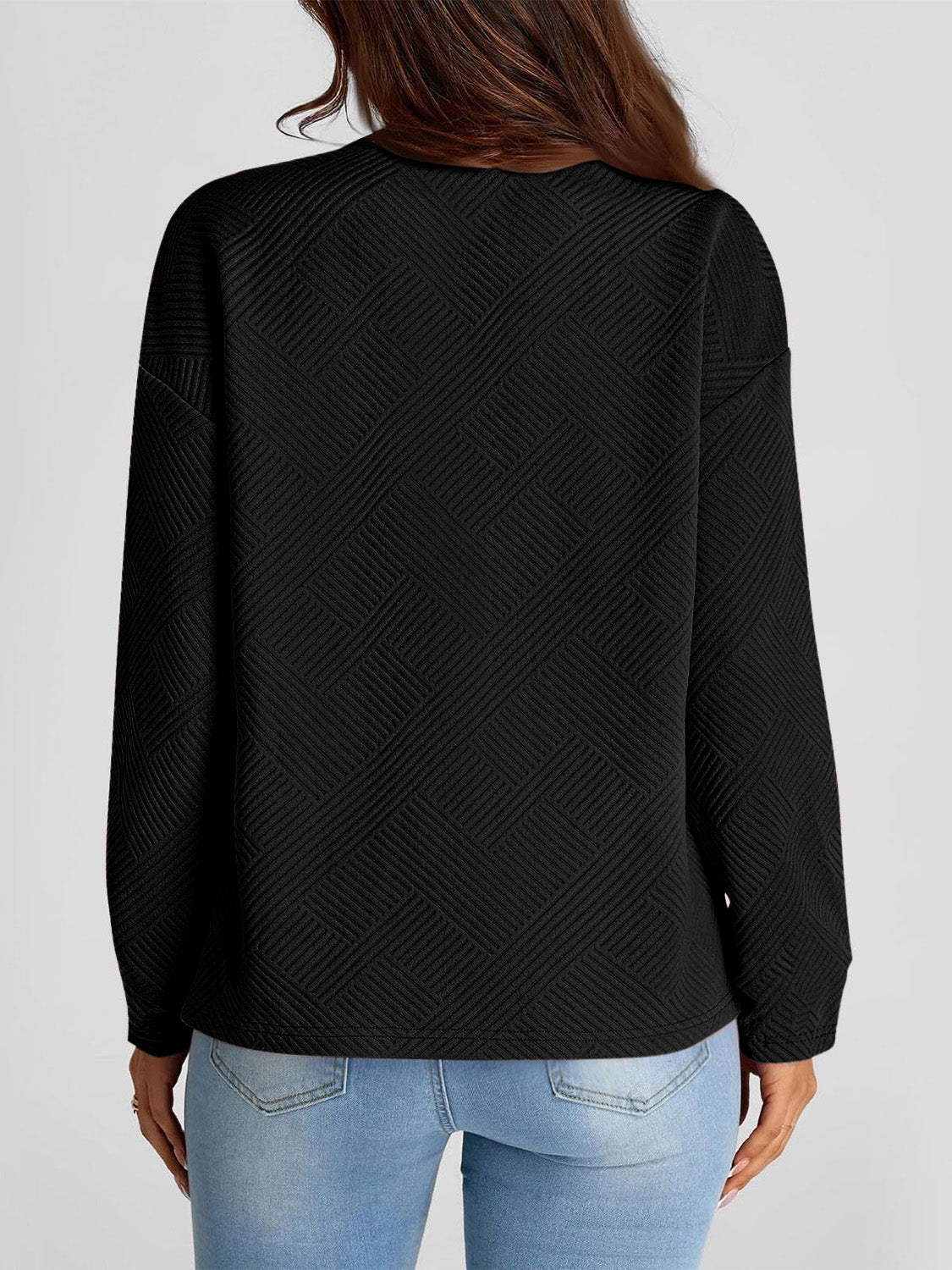 Texture Round Neck Long Sleeve Sweatshirt