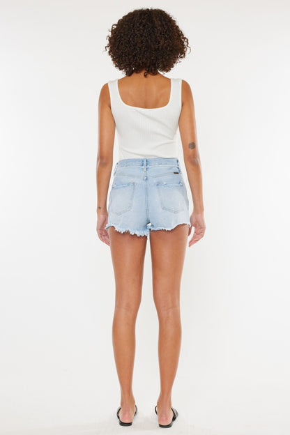 Kancan Distressed Button Fly Denim Shorts