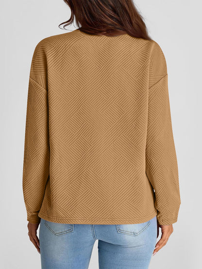 Texture Round Neck Long Sleeve Sweatshirt