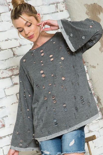 DISTRESSED TERRY TOP