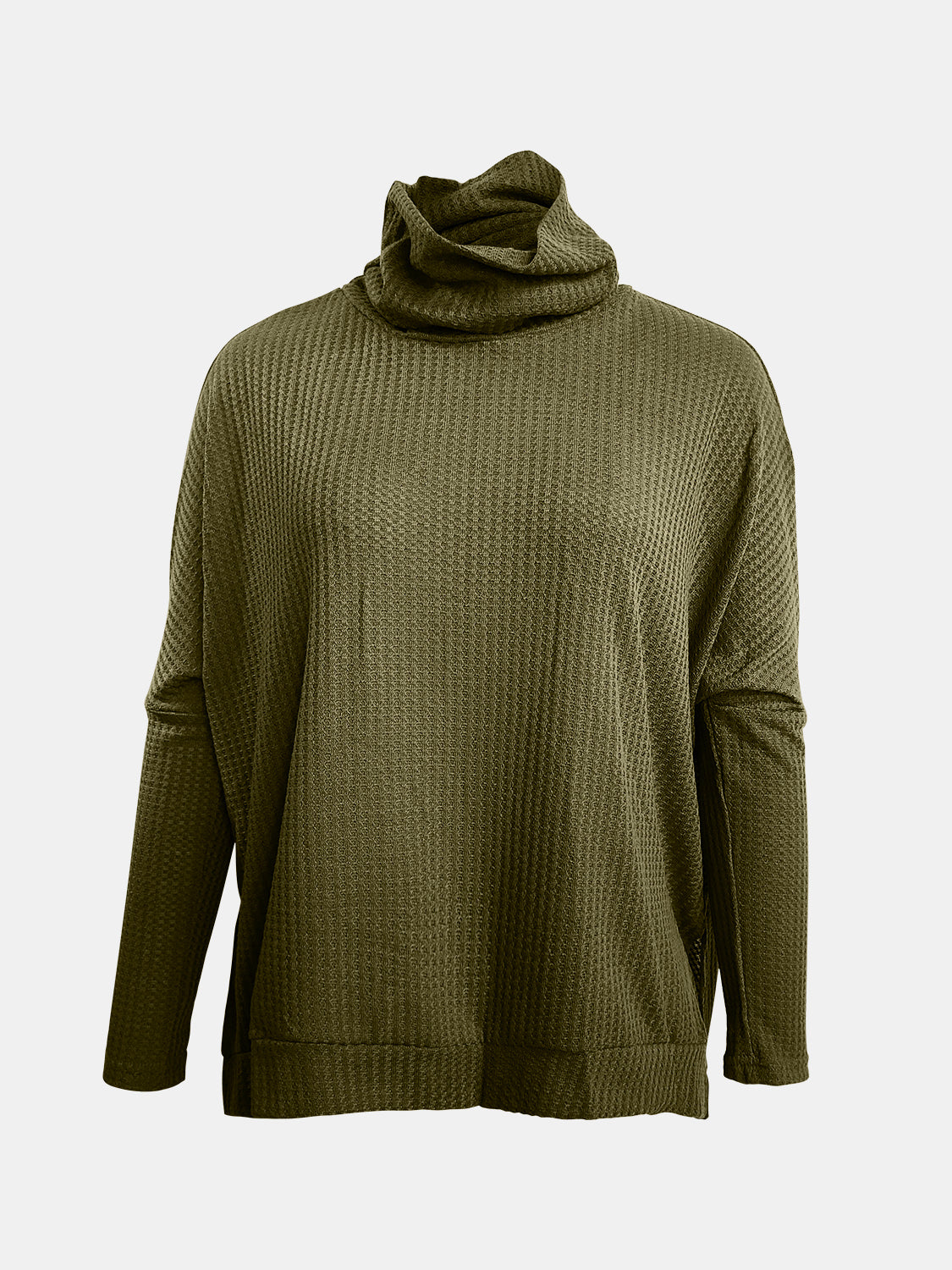 Waffle Knit Turtleneck Long Sleeve T-Shirt