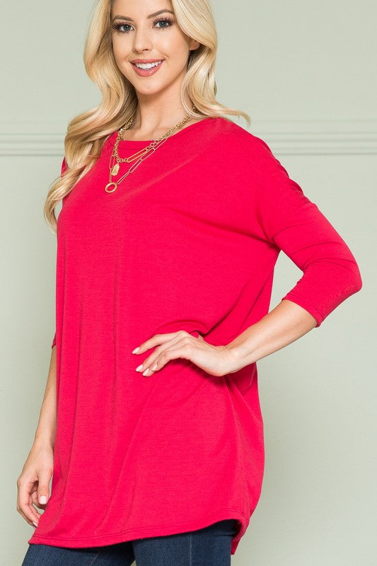 Solid Long Sleeve Tunic Top