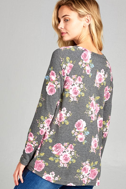 ALLOVER FLORAL SWEATSHIRT TOP