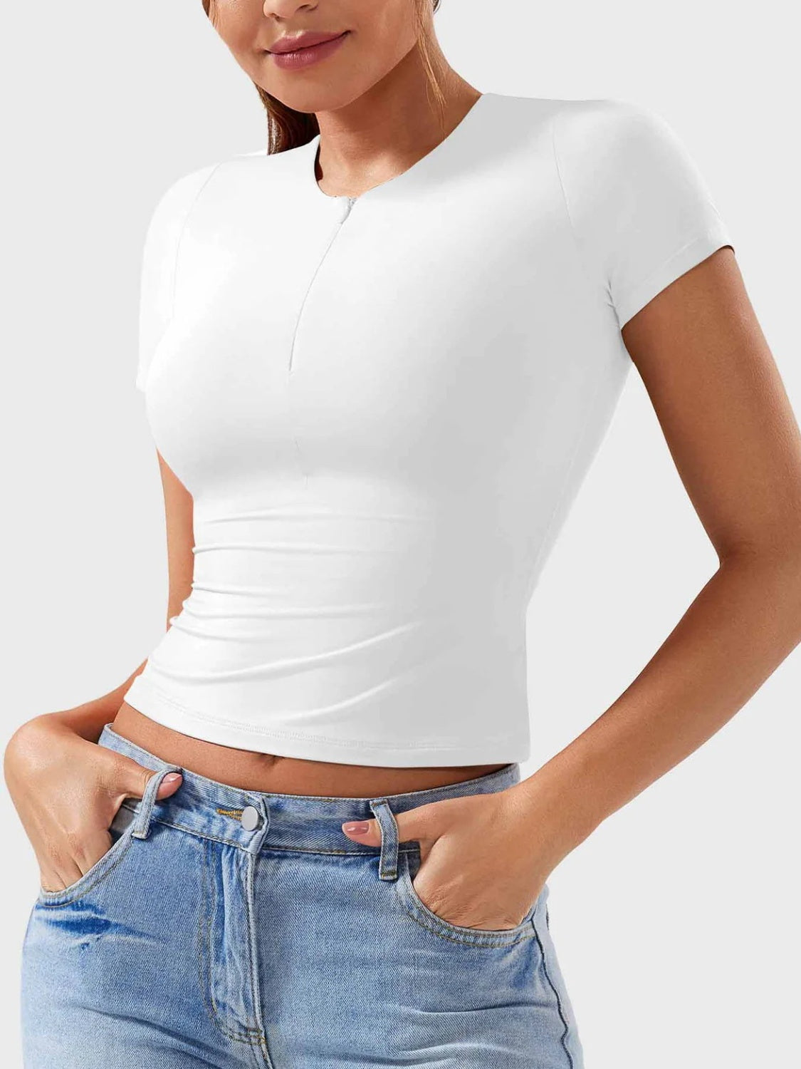 Half Zip Short Sleeve T-Shirt